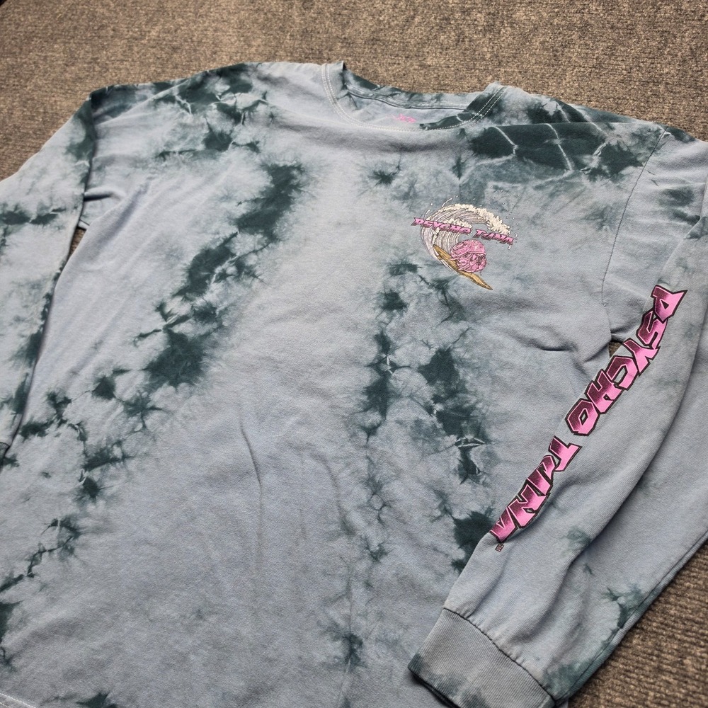 Psycho Tuna Youth Large L 14-16 Shirt Long Sleeve Tie Dye Gray Blue Surf Hermit